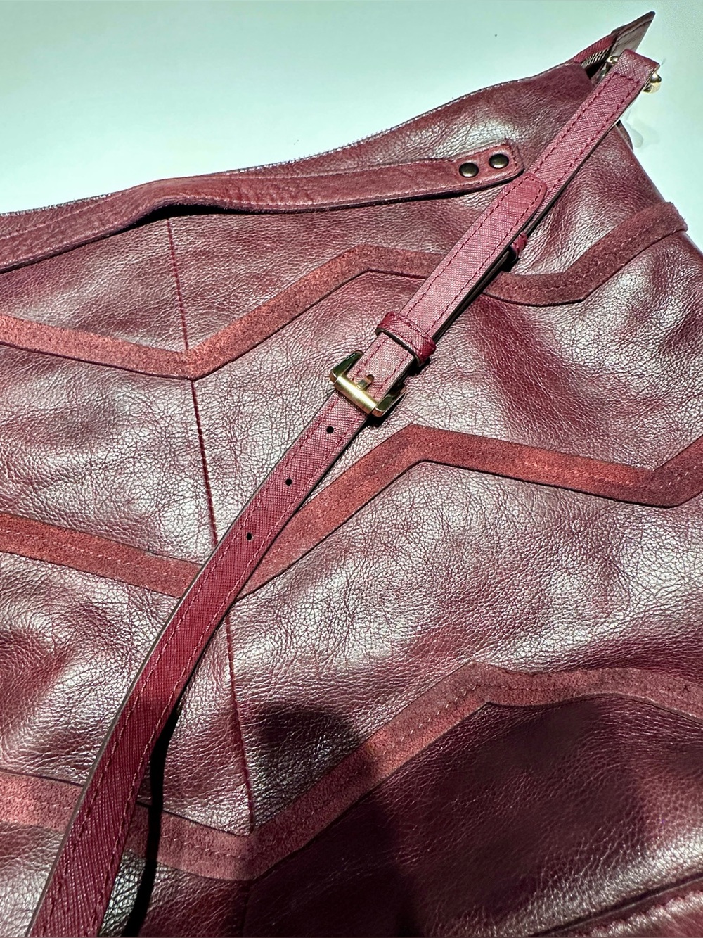 Latico Luxury Chevron Leather & Suede Shoulder/Hand Bag